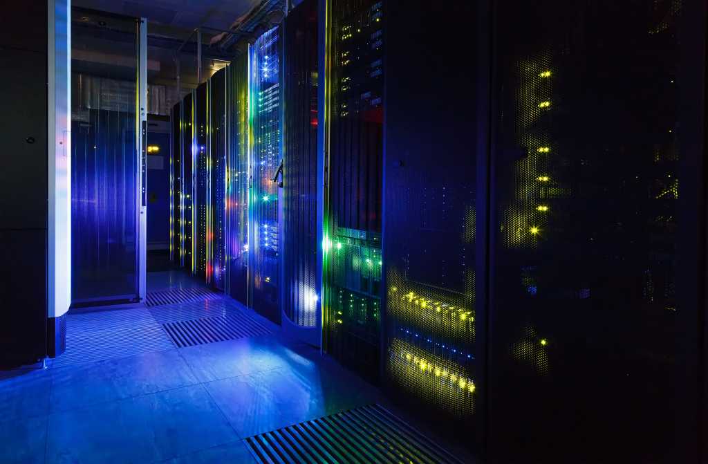 fantastic view of the mainframe in data center rows